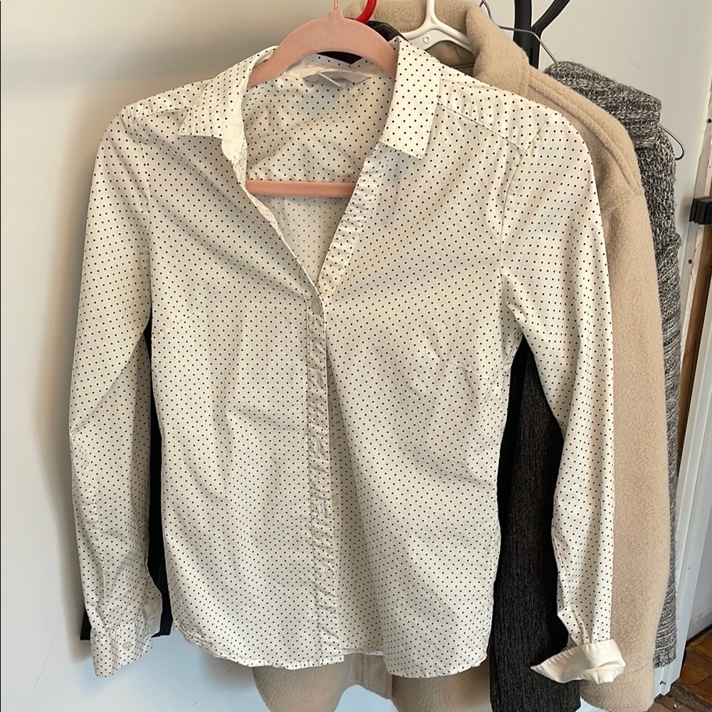 White Polka Dot Low Cut Women’s Shirt